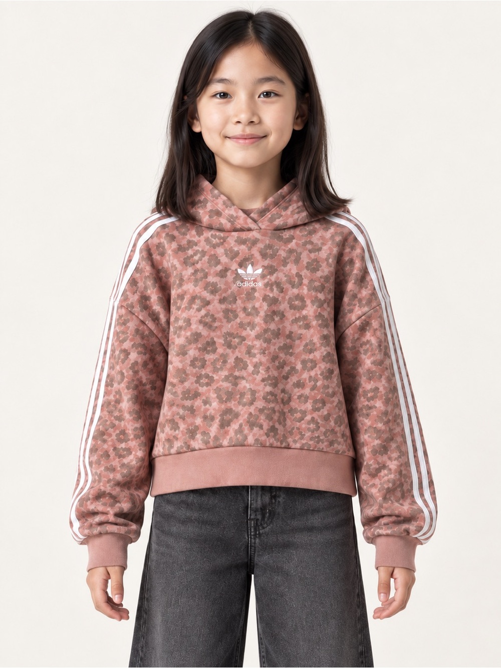 Adidas Kids' Animal Allover Print Crop Hoodie ~ size 9-10